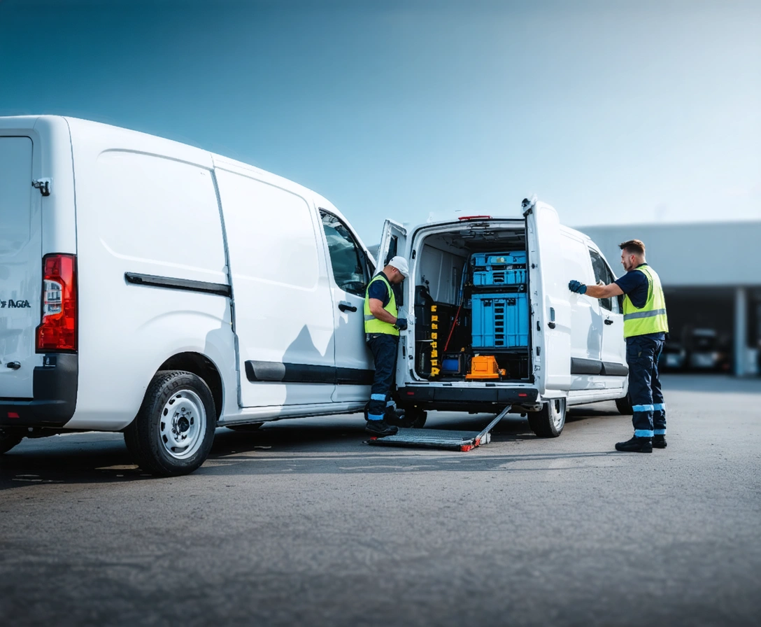 Acqua technicians loading plumbing equipment into service vans